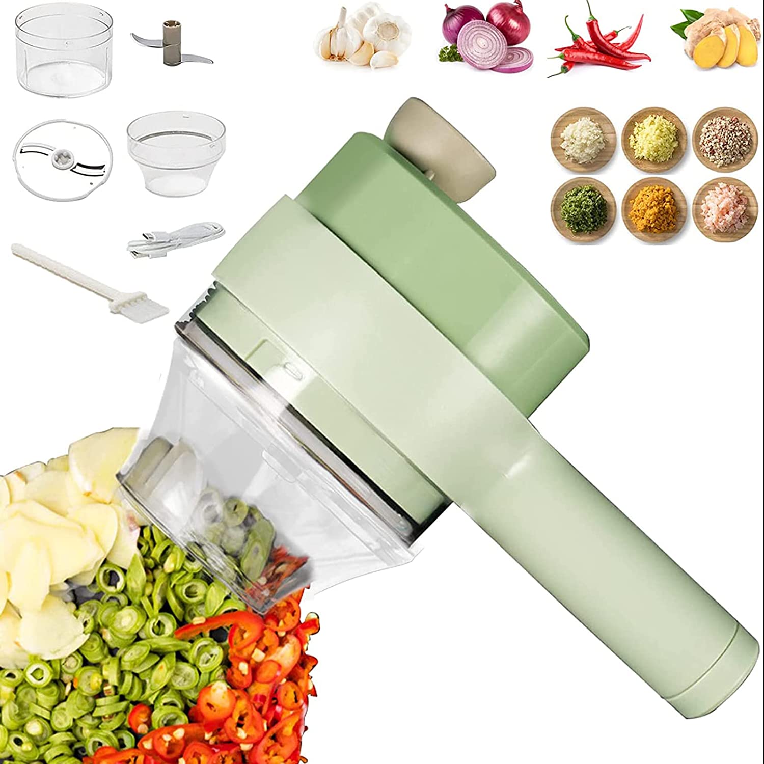 4 in 1 Handheld Electric Vegetable Cutter & Chopper