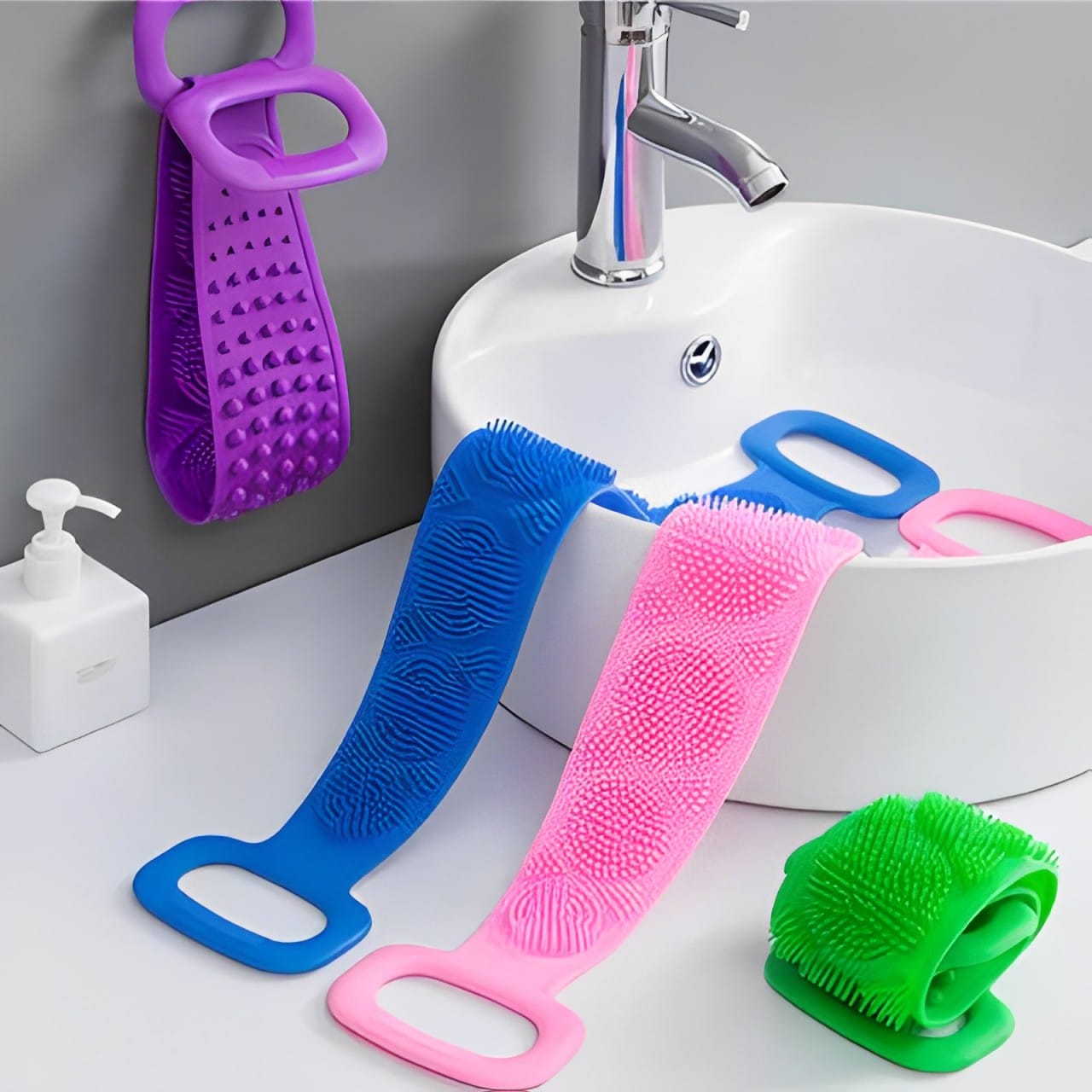 Silicone Body Bath Brush Scrubber Belt for Male and Female